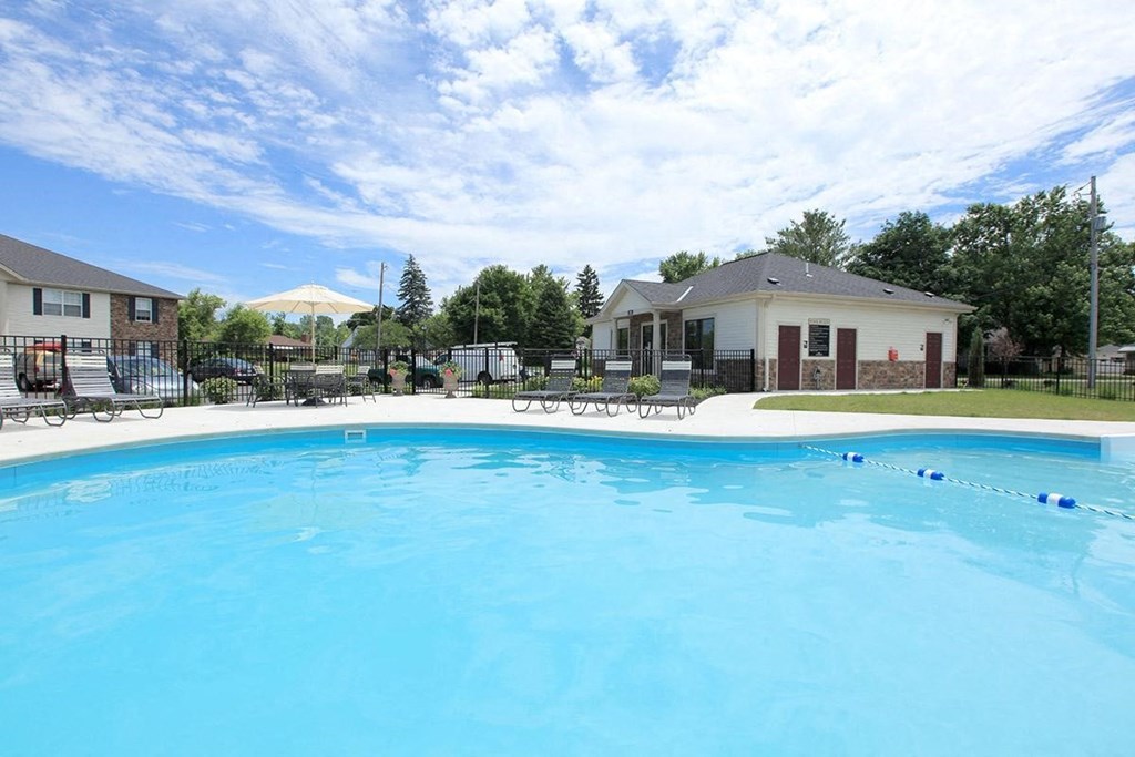 the swimming pool at the apartments for rent