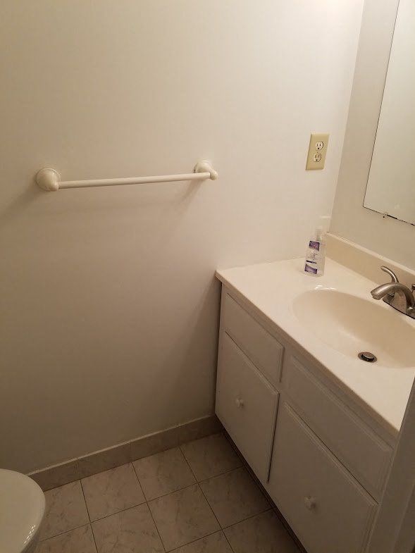 a bathroom with a sink and a mirror and a toilet