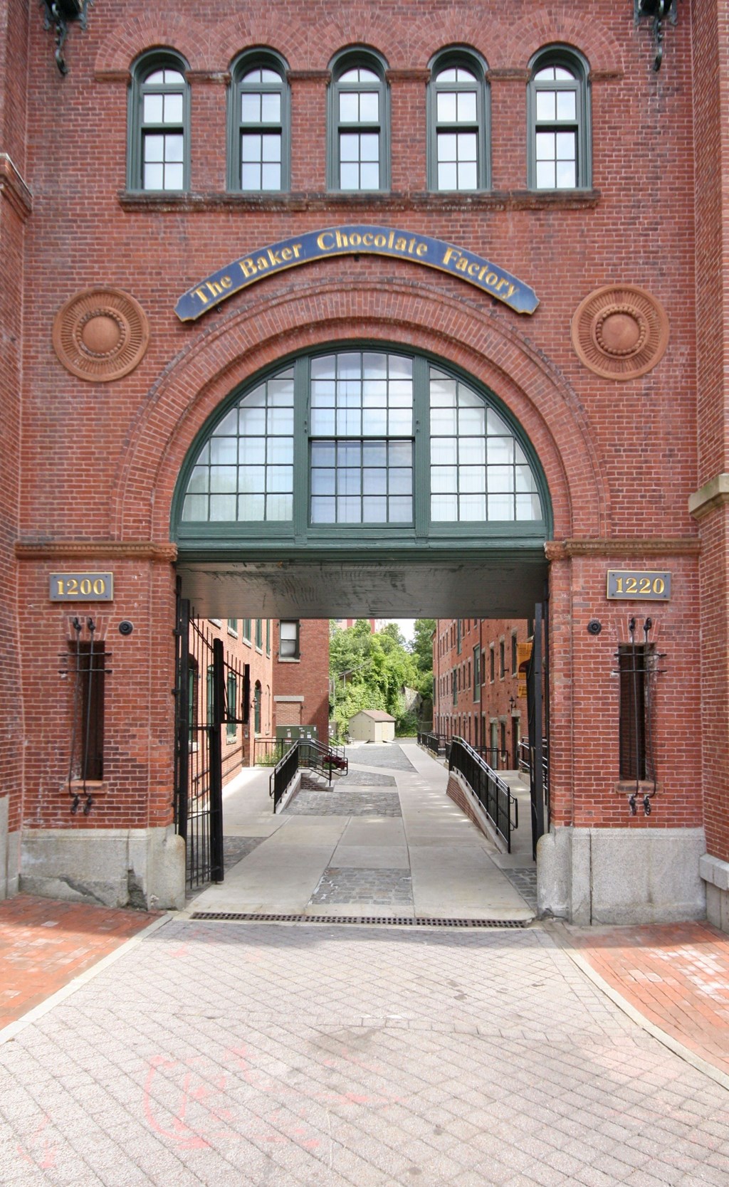 the entrance to the old chocolate factory building