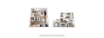 Two renderings of apartment layouts with a note below stating that the renderings are a general reference and actual features may differ.