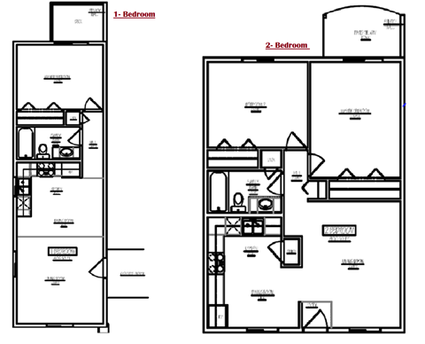 a floor plan of a house with two bedrooms and a bathroom and a living room