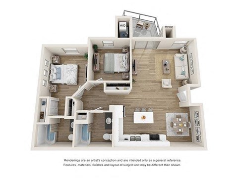 2b floorplan at Cortona Point in Goleta, CA 93117