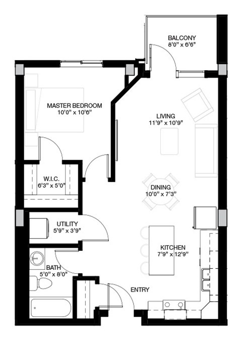 A black and white image of a floor plan for a house.