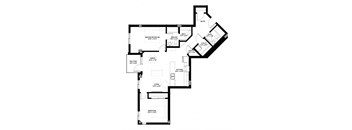 the floor plan of the 2 bedroom suite