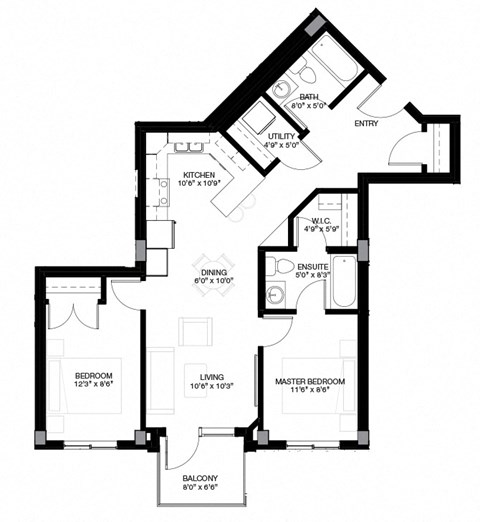 the floor plan of the second level of the residence