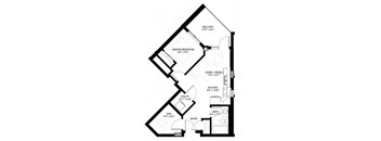 the floor plan of 1 bedroom