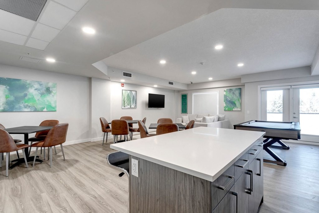 the preserve at ballantyne commons community room with table and ping pong