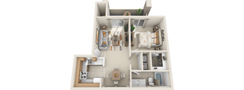 Tresa at Arrowhead Apartments 636 sqft floor plan 3D rendering