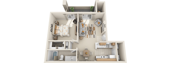 Tresa at Arrowhead Apartments 711 sqft rendering of 3D floor plan