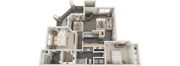 Tresa at Arrowhead Apartments 2 bedroom 2 bath 998 sqft 3D rendering of floor plan