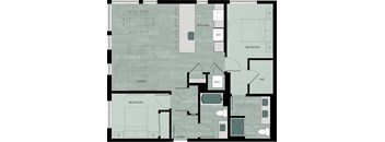 A floor plan of a house with a kitchen, living room, bedrooms, and bathrooms.