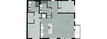 A floor plan of a house with labeled rooms such as Bedroom, Living, Kitchen, and Balcony.
