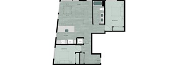 A floor plan of a house with labeled rooms such as living, bedroom, kitchen, and entry.
