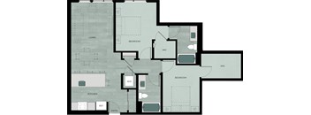A floor plan of a house with labeled rooms such as bedroom, kitchen, and living room.