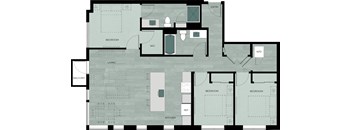 A floor plan of a house with labeled rooms such as bedroom, living room, and kitchen.