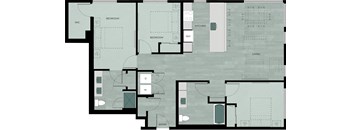 A floor plan of a house with labeled rooms such as bedroom, kitchen, and living room.