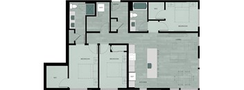 A floor plan of a house with labeled rooms such as bedrooms, a living room, a kitchen, a study, and a bathroom.