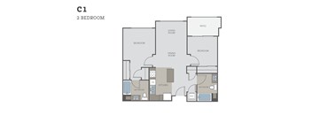 A floor plan of a C1 2 Bedroom apartment.
