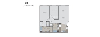 A floor plan of a 2 bedroom apartment.