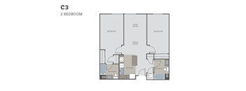 A floor plan of a 2 bedroom apartment.