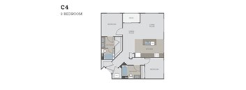 A floor plan of a C4 apartment with 2 bedrooms.