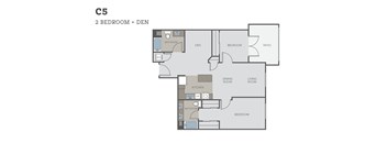 A floor plan of a C5 apartment with two bedrooms and a den.