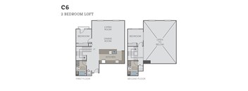 A diagram of a C6 2 bedroom loft layout.