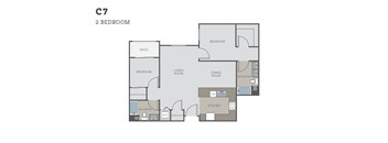 A floor plan of a 2 bedroom apartment.