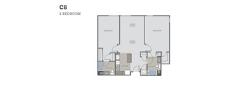 A floor plan of a C8 2 Bedroom apartment.