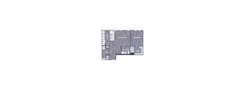 A floor plan of a house with a living room, dining room, bedroom, bathroom, laundry room, and walk-in closet.