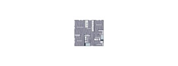 A floor plan of a house with a living room, dining room, kitchen, two bedrooms, a bathroom, a walk-in closet, and a laundry room.