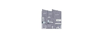A floor plan of a house with labeled rooms such as Bedroom, Bathroom, Kitchen, Living/Dining, and Laundry.