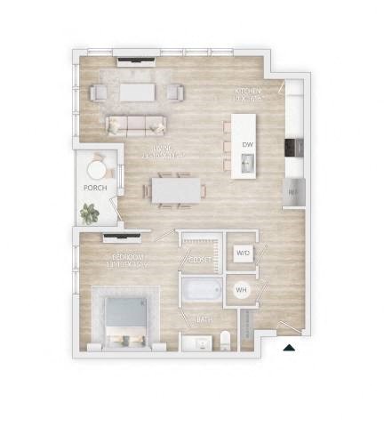 two bedroom floor plan  apartments in the residences at
