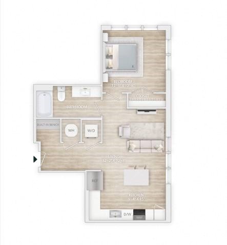 a floor plan of a house with a wooden floor