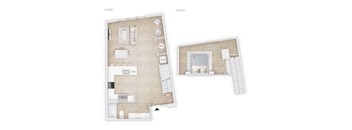two floor plans of a house with a wood floor