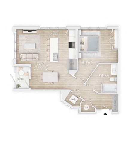 two bedroom floor plan  apartments in the residences at