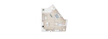 two bedroom floor plan  apartments in the residences at