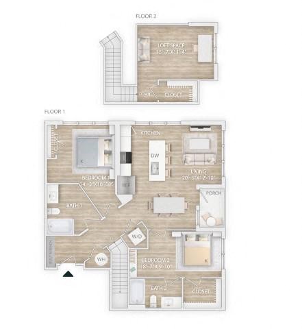three bedroom floor plan  apartments in the residences at