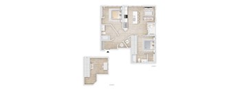 two floor plans of a house with a wood floor
