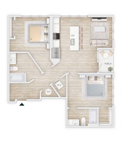 a floor plan of a living room and a dining room