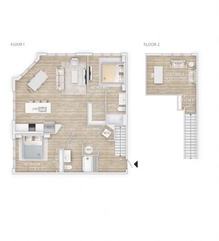 two bedroom condo floor plan  the residences at sawmill estates