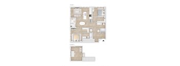 beige and brown floor plan of a house