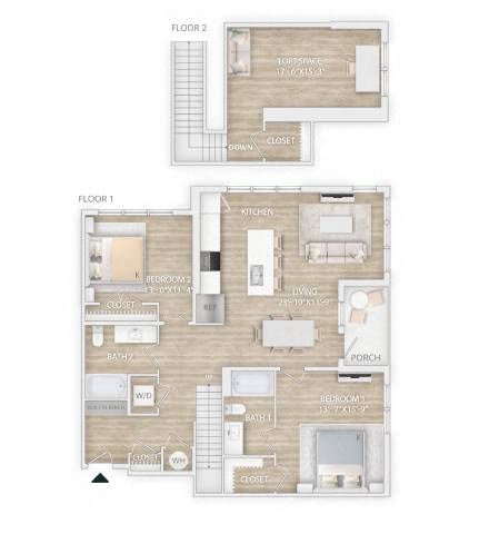 a floor plan of a house with a wooden floor