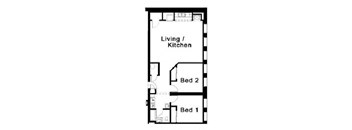 2 Bedrooms, 1 Bathroom