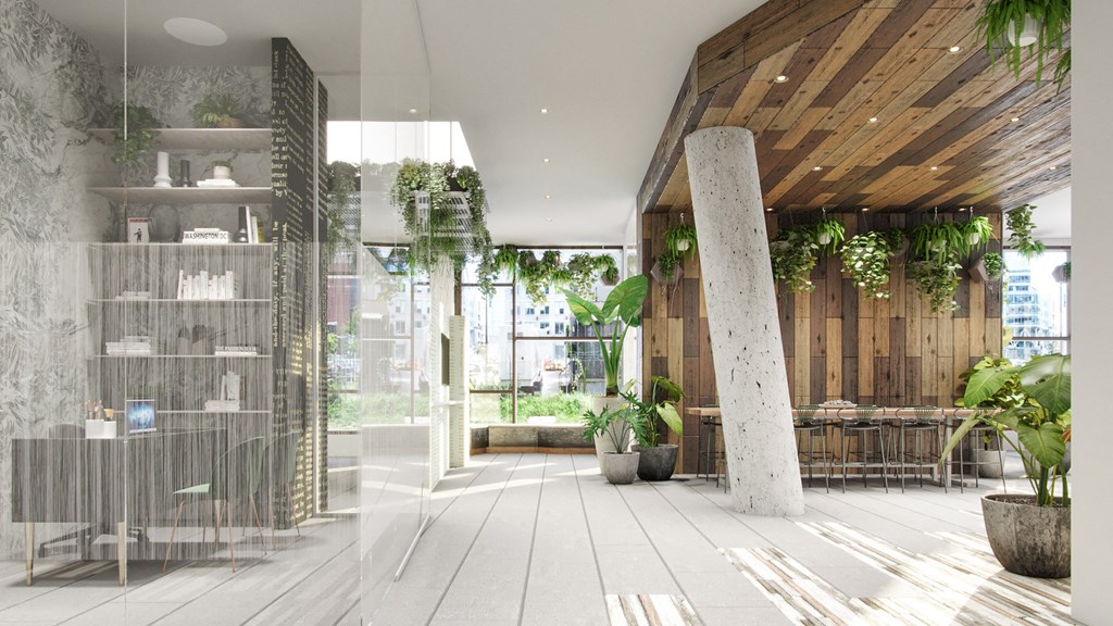 Lobby with flexible work options