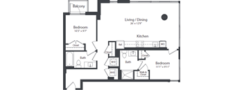 D2_FloorPlan at Coda on Half Apartments, District of Columbia, 20003