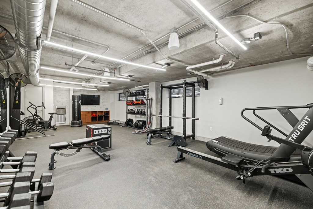Modern fitness center at Placemakr Downtown Austin, Texas