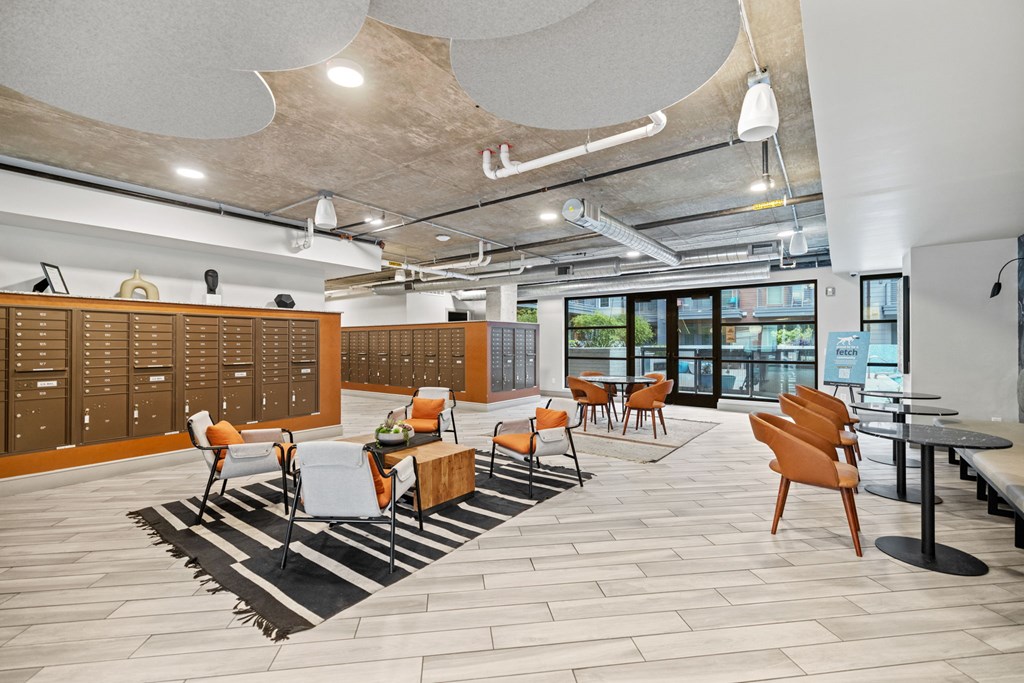 Mail room & co-working space at Placemakr Downtown Austin, Austin