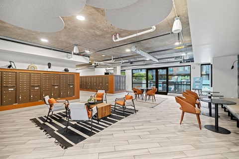 Mail room & co-working space at Placemakr Downtown Austin, Austin