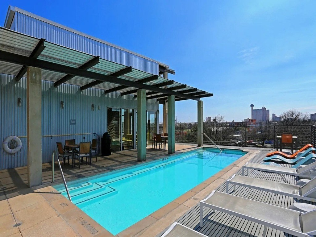 Rooftop Glimmering Pool at 1221 Broadway Lofts, San Antonio, 78215